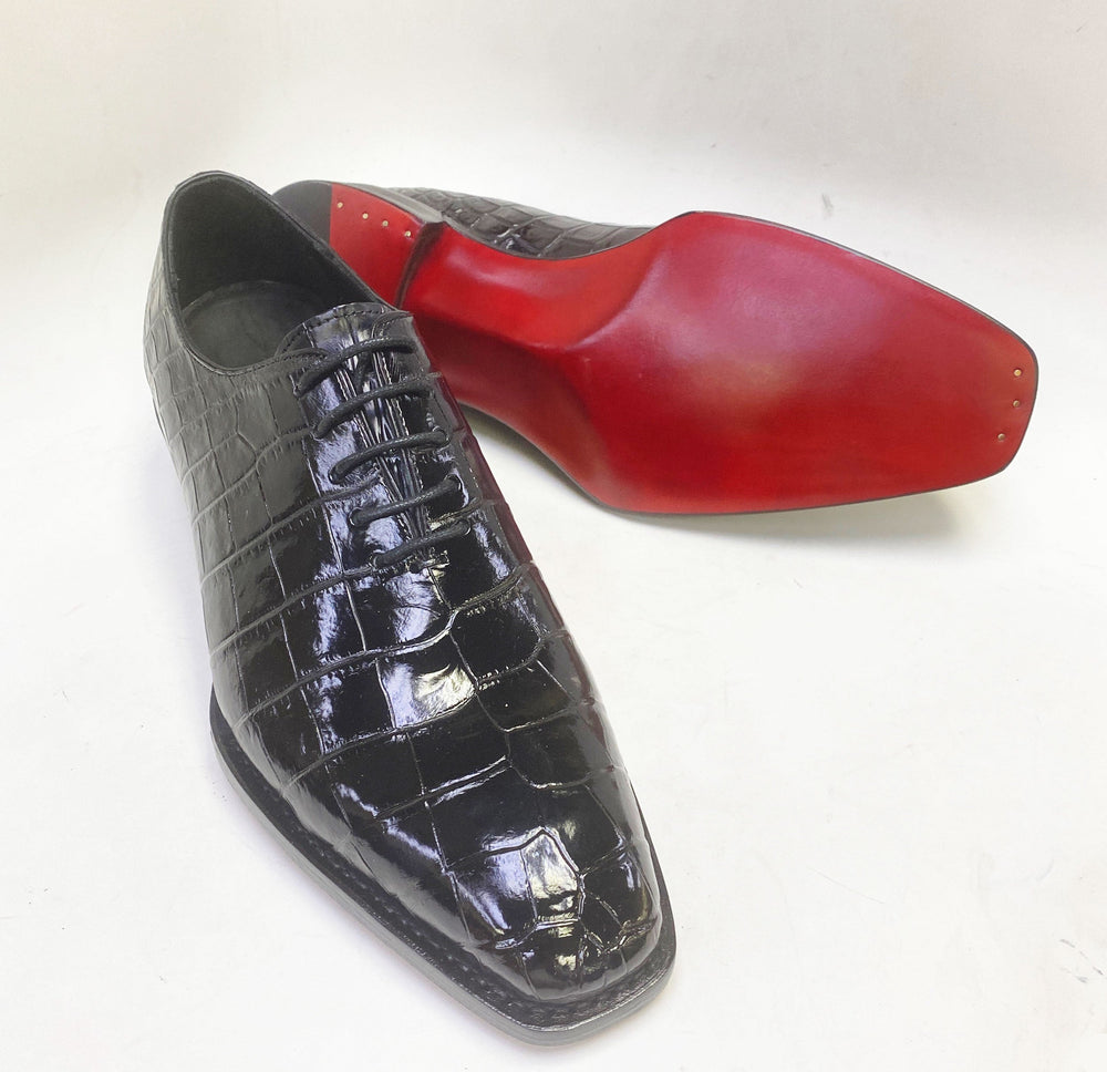 Maurice Gladiator Alligator Lace-Up Oxford - Black