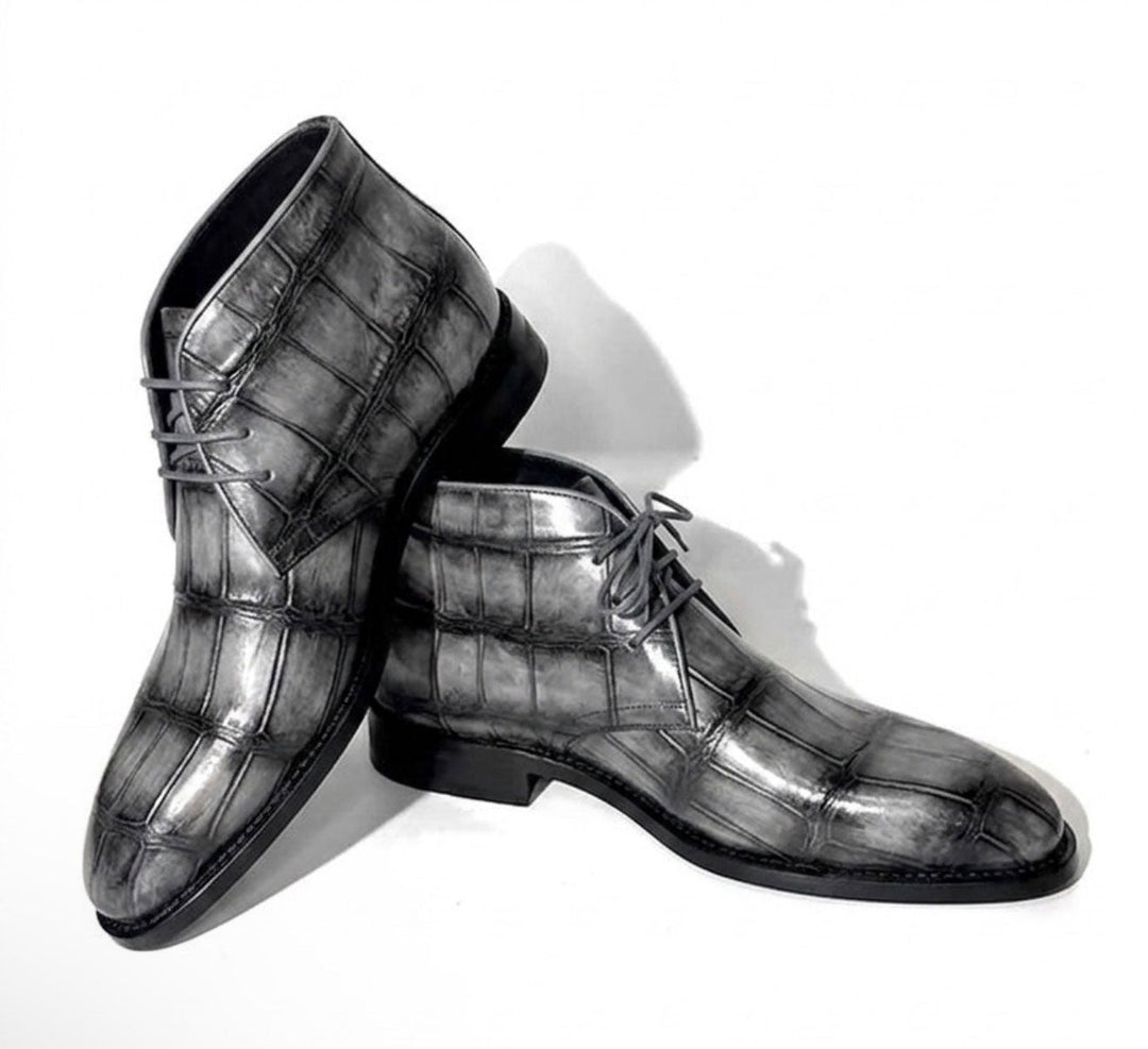 Maurice Louisville Alligator Lace-Up Boot - Grey