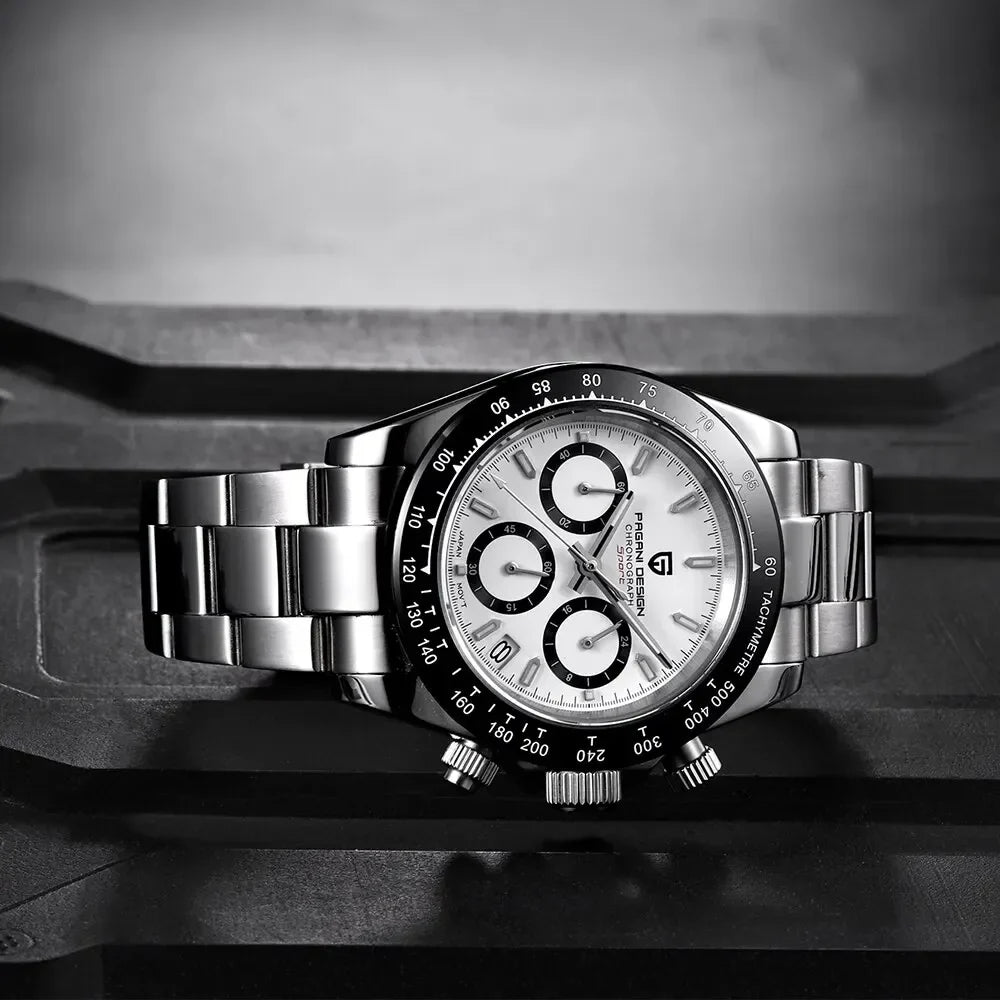 PAGANI DESIGN New Ceramic Bezel Men Quartz Wristwatches Luxurys Sapphire Glass Chronograph 100m Waterproof Stainless Watches Men