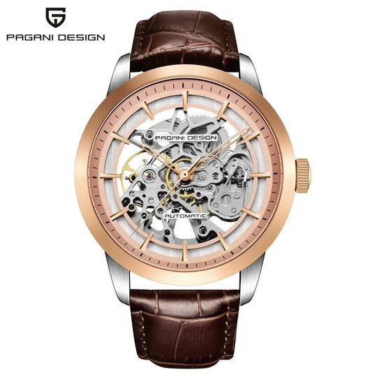 PAGANI DESIGN Business Man Watch Luxury Skeleton Hollow Leather Men&