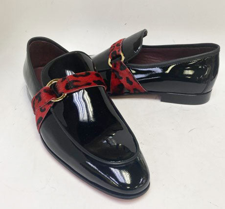 C Collection Patent Leather Loafer - Black/Red