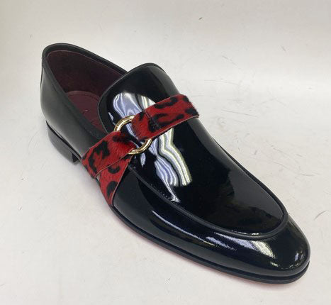 C Collection Patent Leather Loafer - Black/Red