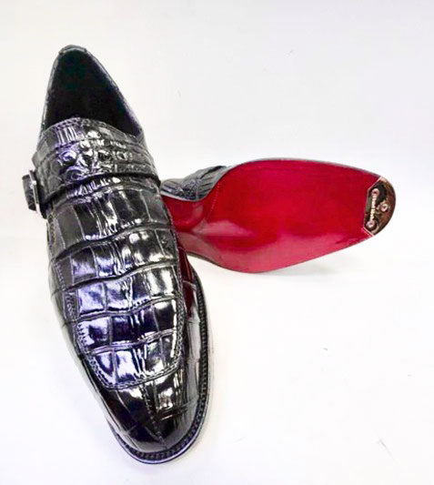 Maurice Sargeant Alligator Monkstrap - Black