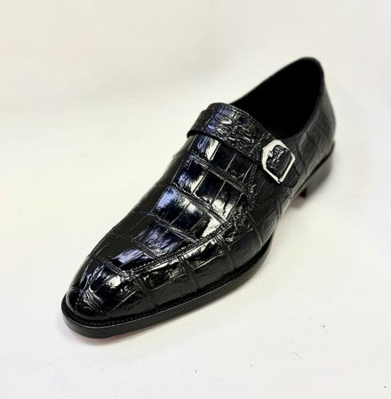 Maurice Sargeant Alligator Monkstrap - Black