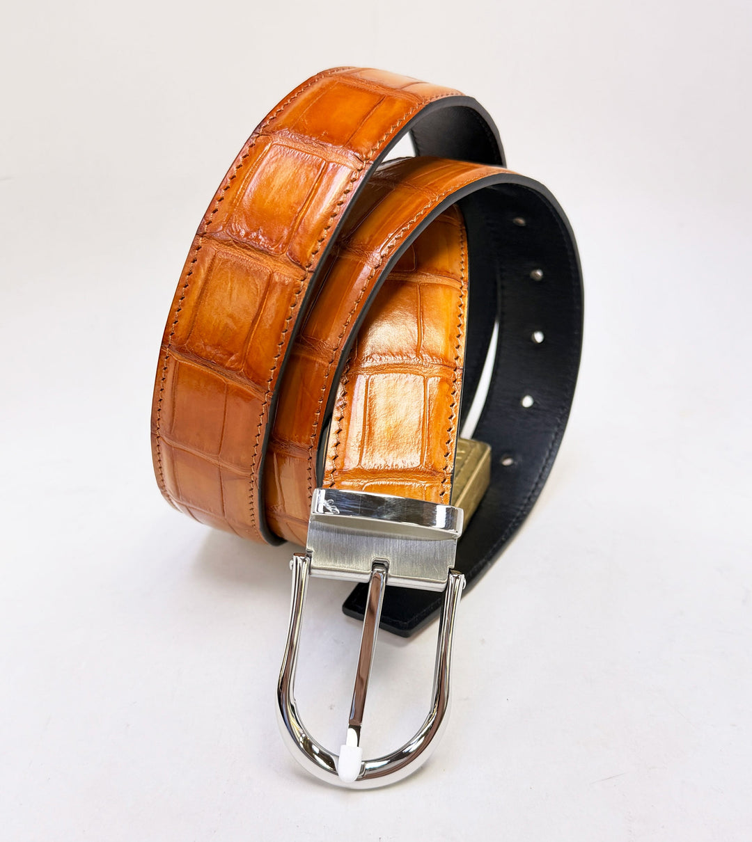 Maurice Custom Alligator Belt - Tangerine