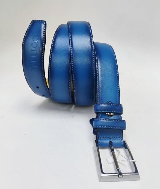 Carrucci Calfskin Belt - Blue