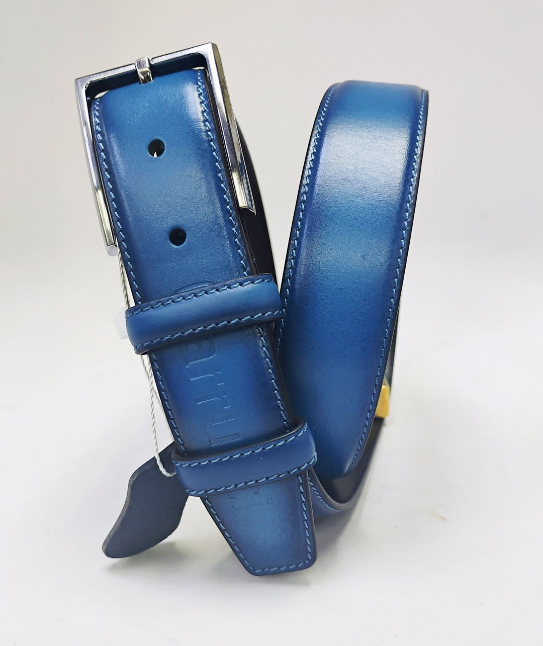 Carrucci Calfskin Belt - Blue