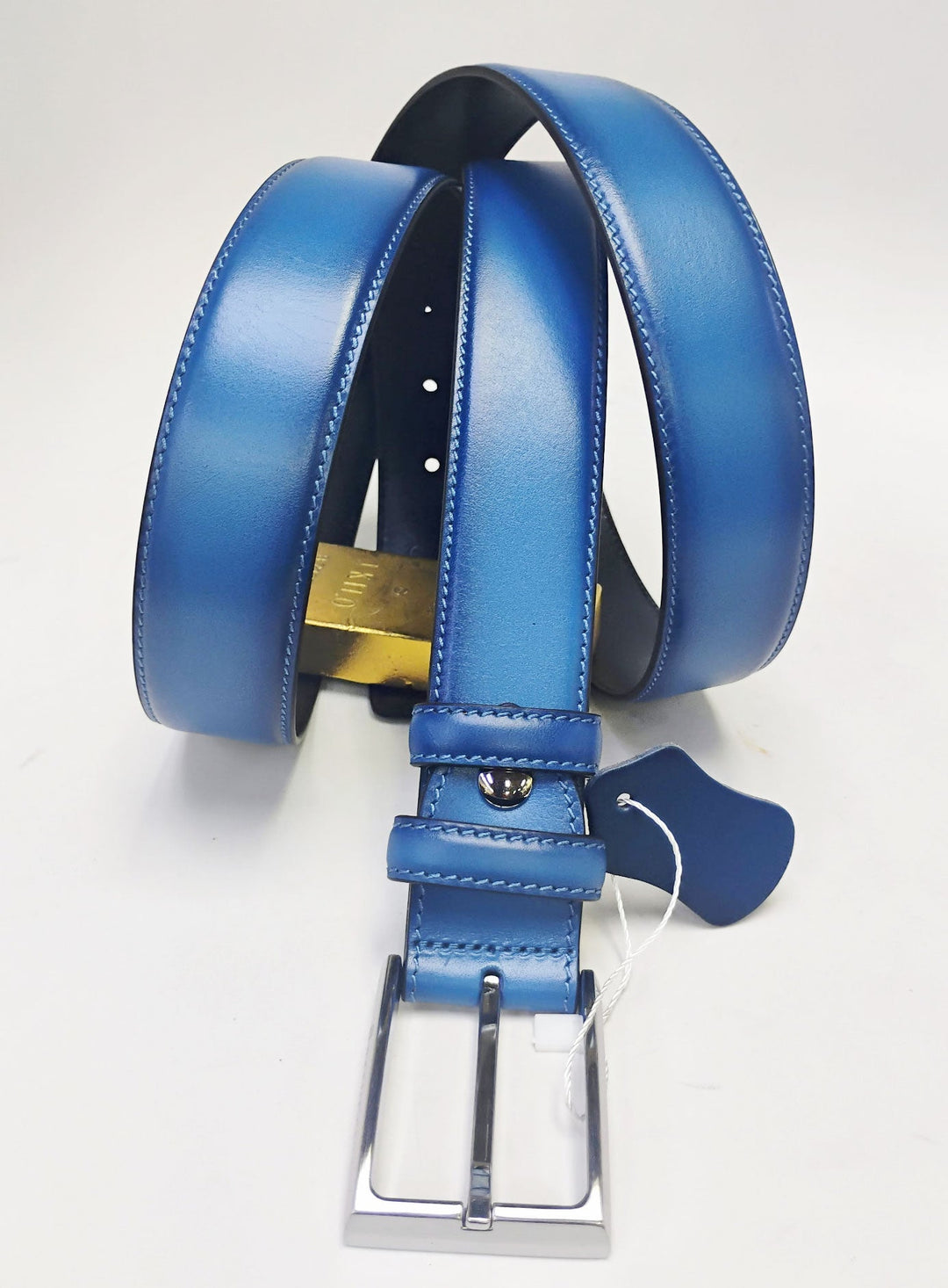 Carrucci Calfskin Belt - Blue