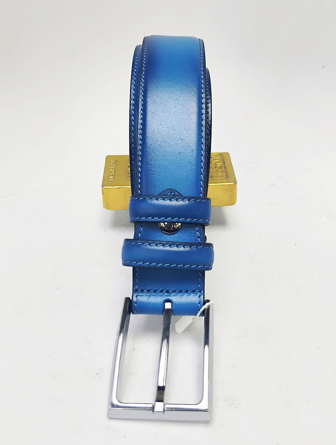 Carrucci Calfskin Belt - Blue