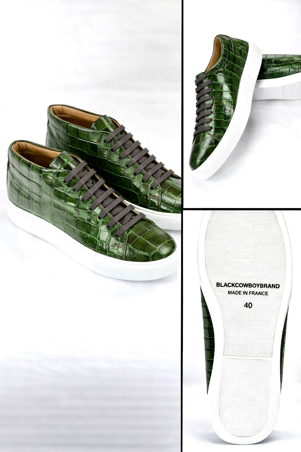 Oceanic Verdant Green Genuine Leather High-Top Dress Sneakers