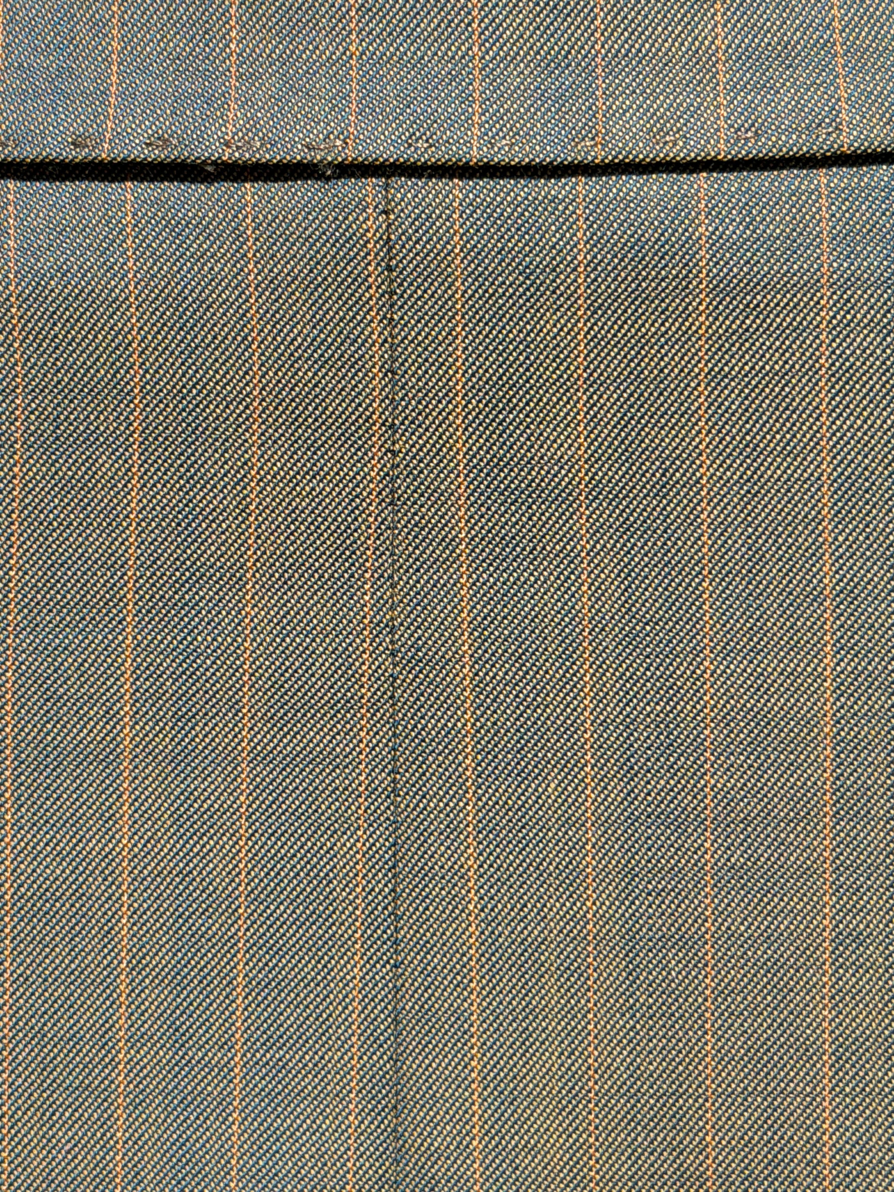 BlackCowboyBrand Oceanic Rock with Gold Pin Stripe Double Breasted Super 220 Wool Suit with Double Vents