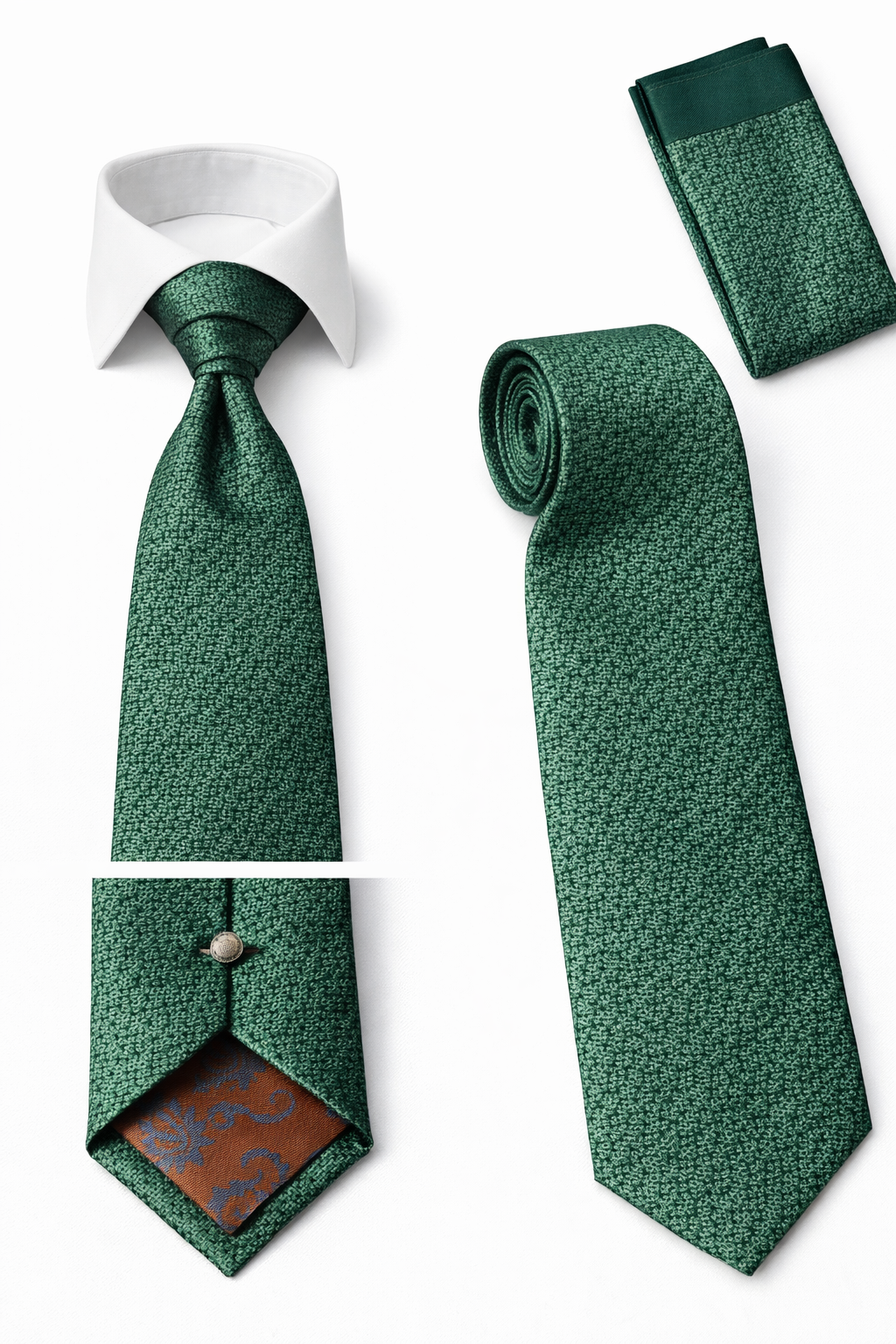 BlackCowboyBrand Premium Microfibre  Plain Verdant Green Algae Tie Set