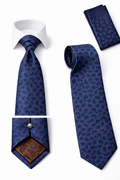 BlackCowboyBrand Premium Microfibre Navy Blue with Small Paisley Pattern  Tie Set