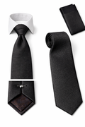 BlackCowboyBrand Premium Microfibre Plain Midnight Black Tie Set