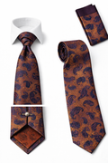 BlackCowboyBrand Premium Microfibre Copper with Rust Paisley Pattern  Tie Set